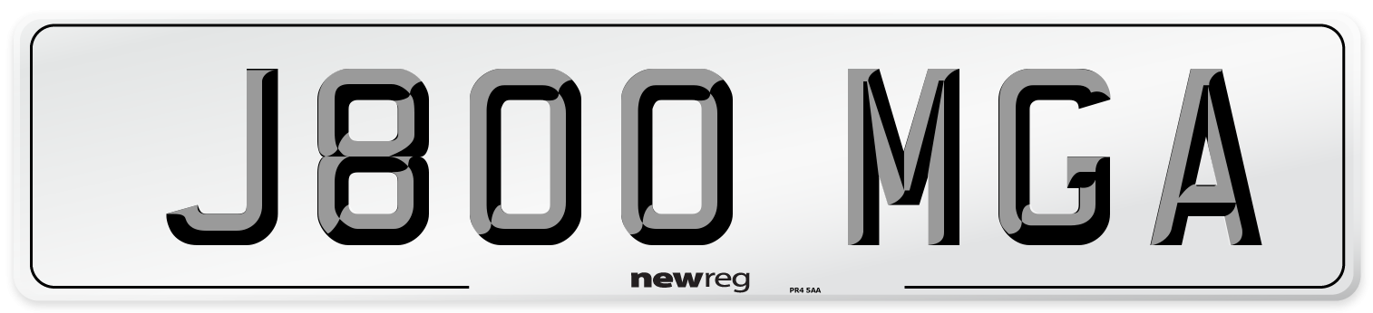 J800 MGA Number Plate from New Reg